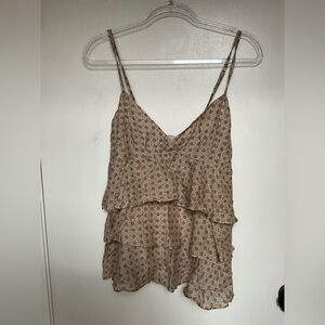 FIORUCCI Women’s Ruffled Mauve/Tan Summer Top Size 46/XL